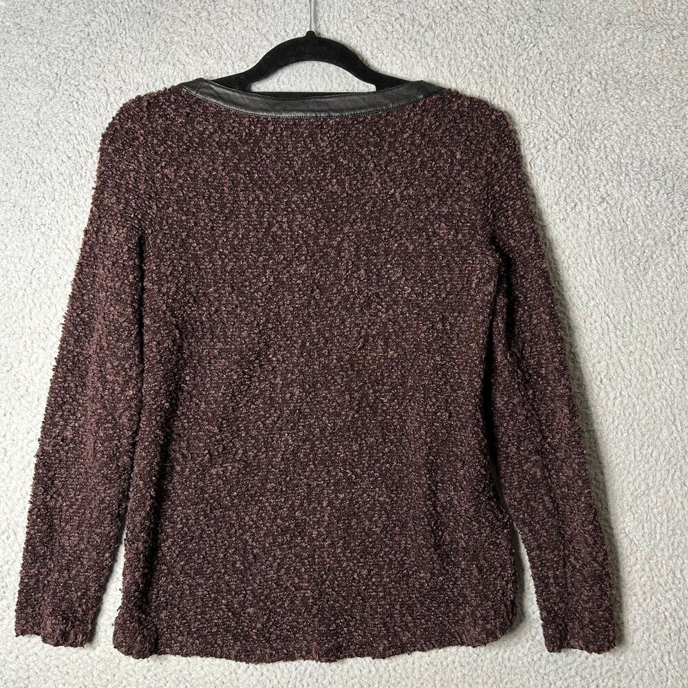 LOFT Sweater Womens XS Maroon Crew Neck Long Sleeve Fuzzy Sweater - Picture 2 of 8